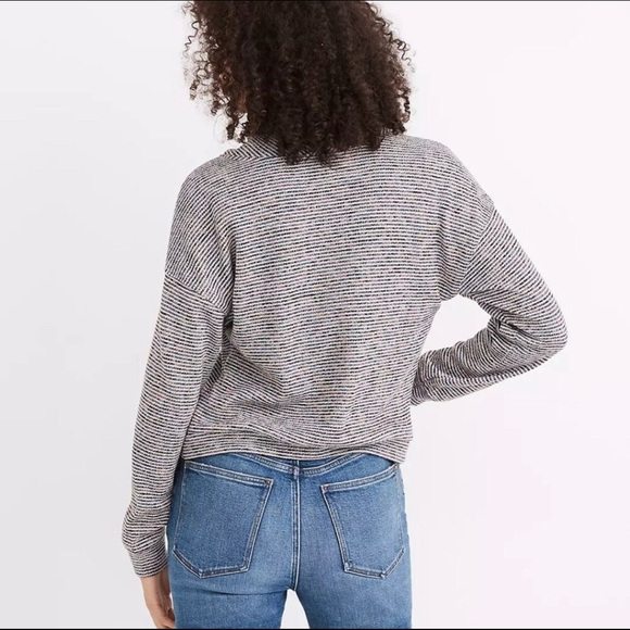 Madewell Textured Turtleneck Striped Rainbow Sparkle Pullover Sweatshirt Top - Picture 4 of 15